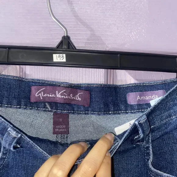 Gloria Vanderbilt Amanda Jeans 10 Dark Wash Mid Rise Y2K Classic Straight Cuffed - Picture 3 of 3
